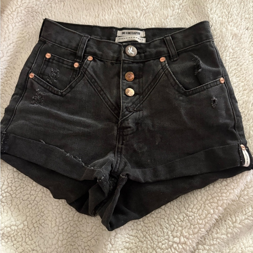 One Teaspoon Black Jean Shorts